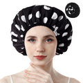 Years calm Shower Caps for Women Reusable Waterproof, Double Layer Waterproof Fabric - Both Sides Usable, Reversible Pattern & Solid Color Design, Soft Elastic Keeps Hair Dry for shower Spa Travel
