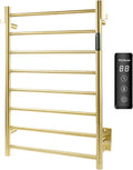 P&Dlusir Towel Warmer, Heated Towel Rack with Smart Timer and Thermo Control, Wall-Mounted Heated Towel Rail, Stainless Steel, Hard-Wired/Plug-in, Brushed Gold, 8 bar