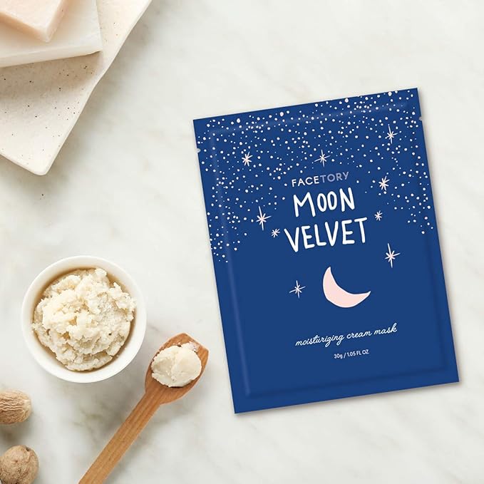 FACETORY FaceMasks Mask Skin Care – MOON VELVET Face Masks Skin Care with Sodium Hyaluronate & Shea Butter | Face Mask Spa Moisturizing Treatment (10 Pack)