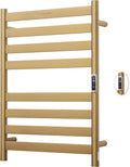 Heated Wall Mounted Electric Towel Warmer Rack,Timer & Temperature Control, 8 Bar Stainless Steel Towel Heater for Bathroom, Brushed Gold, Plug-in(27.56x19.69x4.41in)