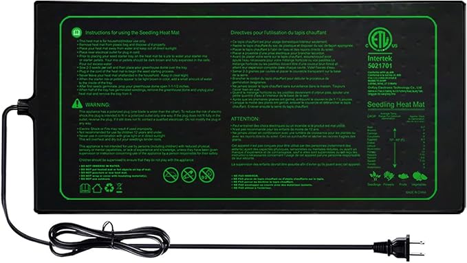 Seedling Heat Mat with ETL Listed,Warm Hydroponic Heating Pad for Indoor Seed Starting,Brewing and Greenhouses,Durable Waterproof Germination Station Heat Mat (1 Pack-20"x10"-Heat Mat)