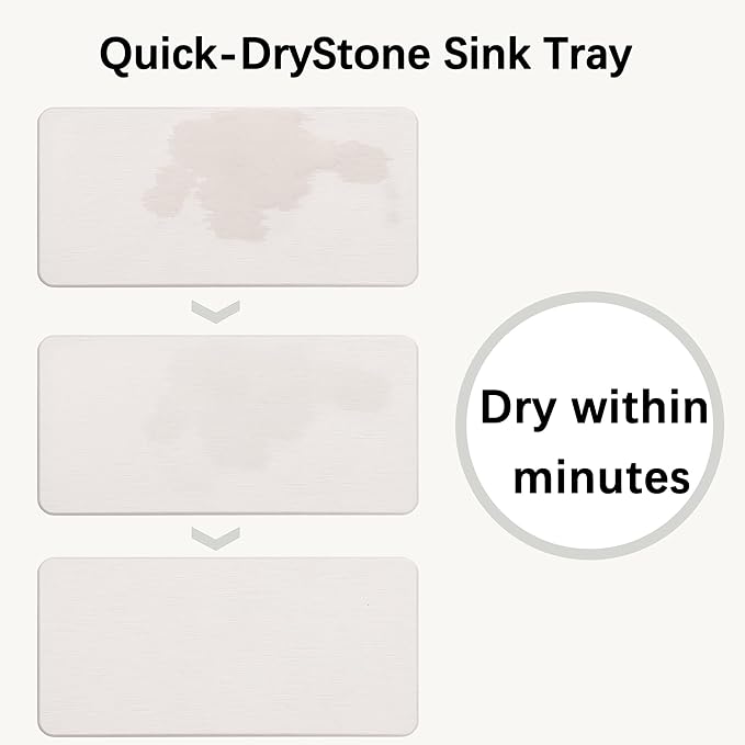 NiuYichee 2 Pcs Water Absorbing Stone Trays, Kitchen/Bathroom Sink Soap Dish, Diatomite Tray Used for Hand Soap & Cosmetic Bottles in the Modern Home, 4" W x 9" L, White