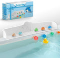 3FT Dolphin Pattern Bathtub Splash Guard Play Shelf for the Wide &Straight Bathtub Edge Toy Tray Caddy Holder Storage Suction Cups Attach to Bath Tub No Mess Water Spill in Bathroom (White)