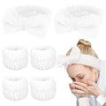 WHAVEL 6PCS Spa Headband and Wristbands Set, Face Wash Headband Wrist Bands for Washing Face Makeup Skincare Hair Band Skin Care Accessories Tools