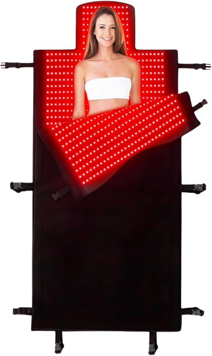 2026 Upgraded Dual Wavelength LED Beads 660nm&850nm Red Light Therapy Blanket Full Body, Used to Face and Body Pain Relief Skin Health Personal Care, 75" x 34'' (Black)