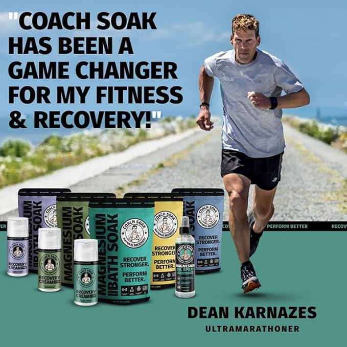 Coach Soak Recovery Bath Soak - Alternative to Epsom Salt Bath Soak - Fast-Absorbing Pure Magnesium Flakes & Dead Sea Salt with 21 Minerals, Bath Salts & Essential Oils - 9 lb, Calming Lavender
