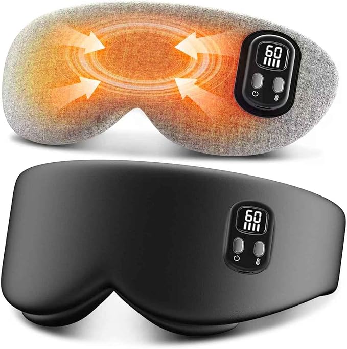 Anydance Heated Eye Mask - Cordless Eye Mask for Dry Eyes, Eye Relief, Improved Sleep, Timed Shutdown, 4 Temperature, Washable Eye Heating Pad for Travel, Removable for Cleaning - Black