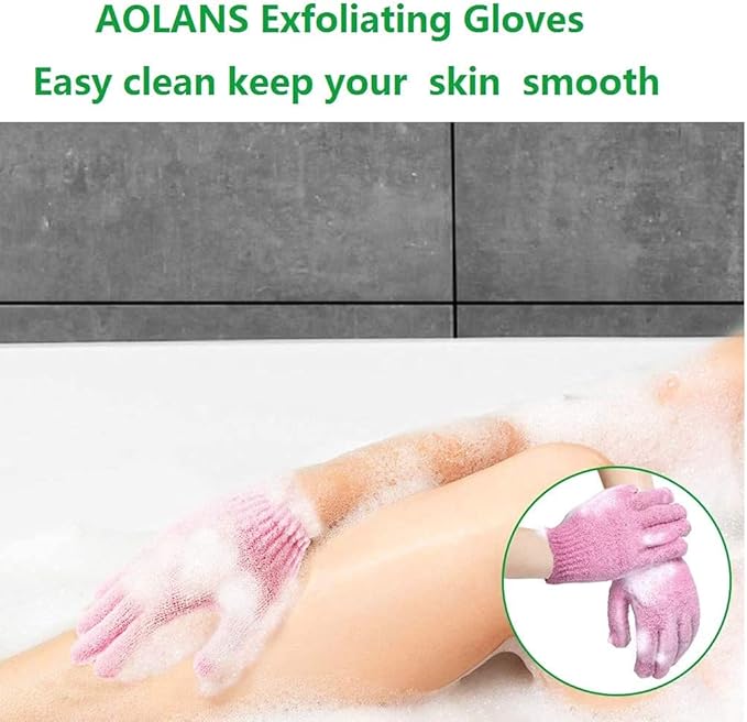 Exfoliating Gloves 10PCS Bath Gloves 5 Pairs, Natural Mitts Gloves for Men and Women Use,Shower Gloves Body Spa Makes Skin Soft and Healthy (AOLANS)