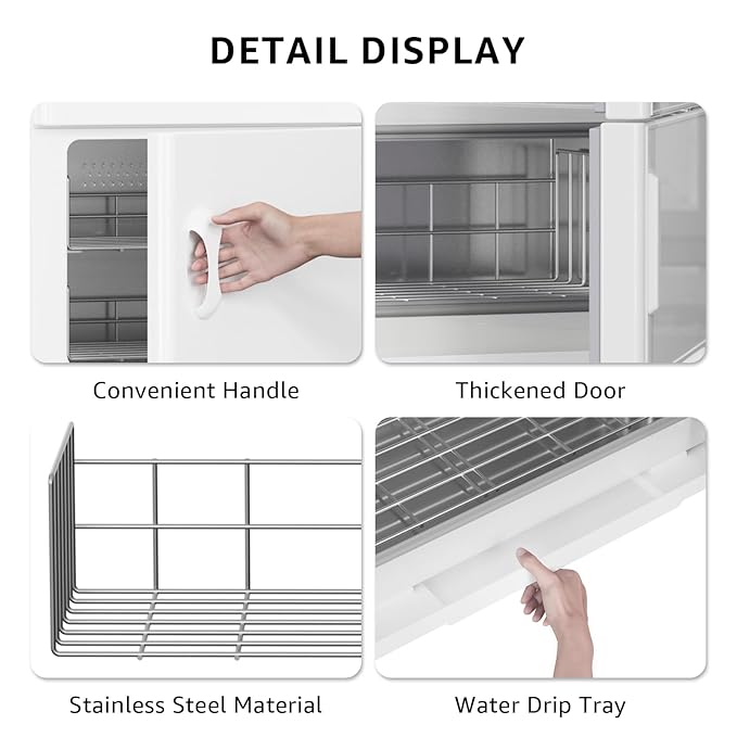 TABU Hot Towel Warmer Cabinet, 32L Large Professional Towel Heater with Stainless Steel Racks & Water Drip Tray, for Spa, Salon, Barber and Home,White