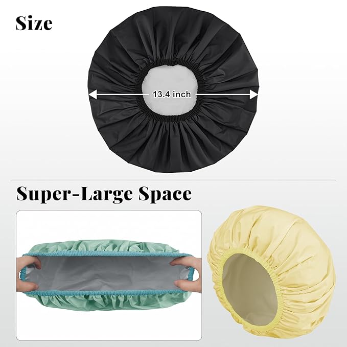 3Pcsk Reusable Waterproof Shower Cap for Women, Bath Cap for Long Thick Hair, Comfortable Hair Cover for Shower