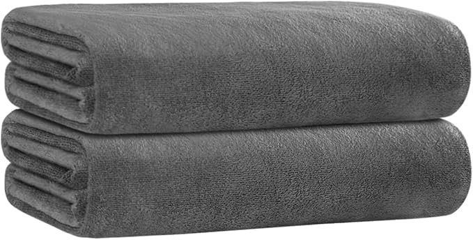 JML Quick Dry Microfiber Bath Towel Set of 2-30x60 Inches Large Absorbent Camping Towel for Gym, Yoga, Swimming, Beach - Fast Drying & Lightweight with Loop, 7X Water Absorption, No Fading & No Lint