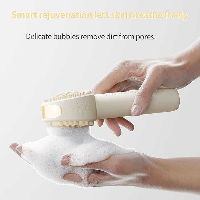 Facial Cleansing Brush Electric – Rechargeable Silicone Face Scrubber, Waterproof Vibrating Cleaner with 5 Adjustable Intensities for Deep Cleansing and Exfoliation (White)