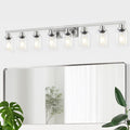 52inch Brushed Nickel Vanity Light Fixtures, 8 Light Brushed Nickel Bathroom Vanity Lights Over Mirror, Matte Nickel Modern Bathroom Wall Lighting for Mirror Bedroom,Living Room