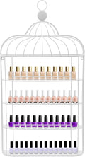 Nail Polish Organizer Wall Mounted, 4-Tier Nail Polish Storage Rack, Metal Nail Polish Storage Holder, Multifunctional Organizer for Essential Oil Perfume Lipsticks at Home Salon Spa(White)