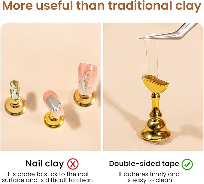 1696 Double Sided Tape for Press On Nails Stand holder Sticky Tabs Nail Art Accessories Nail Display Tape Clear False Tip Adhesive Tape for Practice Design DIY Home Salon