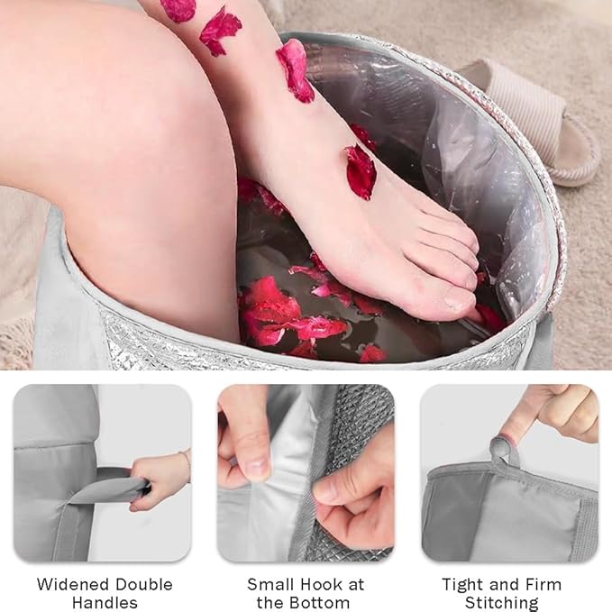 Ouliget Collapsible Bucket for Soaking Feet,Portable Travel Foot Bath Tub,Fully Wrapped Knee Fumigation Foot Soaking Bath Basin,Foot Spa Bag for Outdoor Travel Camping Fishing (Pink)