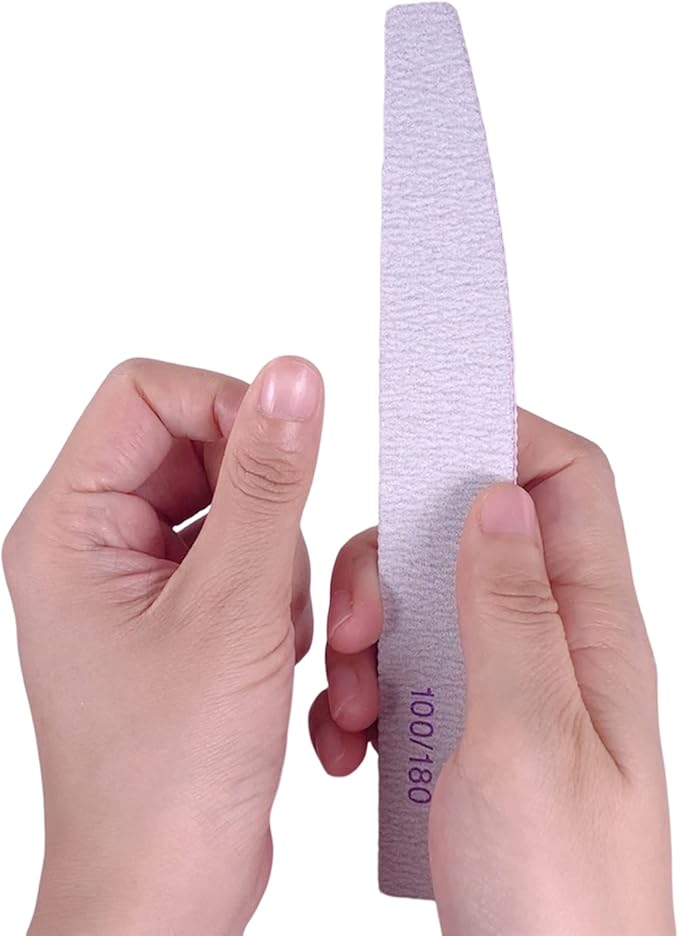 Nail File and Buffer (10 Pcs), Buffer Block Nail Files Double Sided 100/180 Grit for Acrylic and Natural Nails, fingernail Emery Board Buffing Blocks Manicure Set Nail Care kit Tool Halfmoon Arc