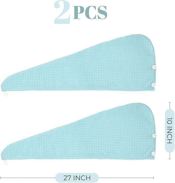 MaopaoBeauty Microfiber Hair Towel 2 Packs Hair Towel Wrap for Women Hair Drying Towel Wrap Hair Accessories for Women Girls(2Packs Green,10.6x27.5inch)
