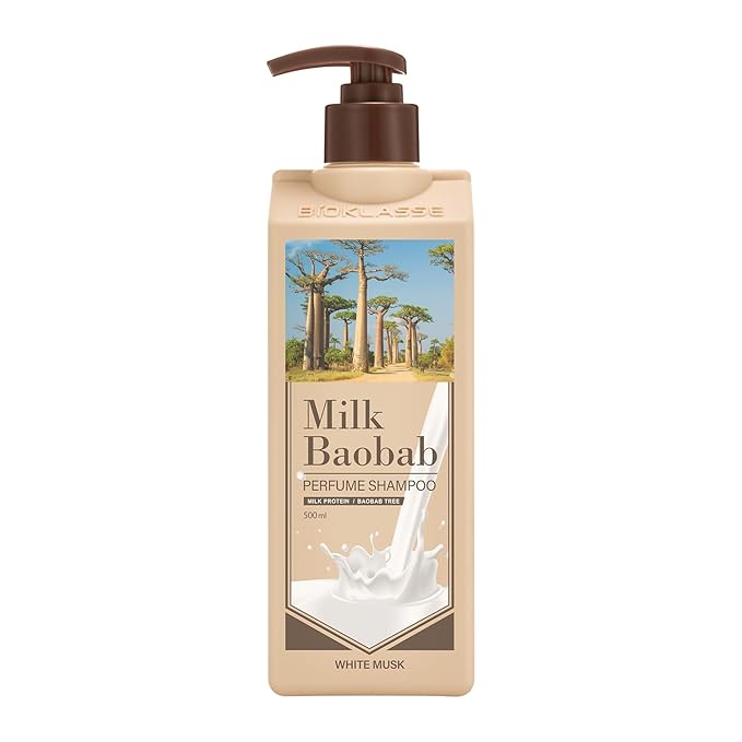 Milk Baobab Hydrating Shampoo, Nourishing Korean Hair Care, Long-Lasting White Musk Fragrance, Hydrolyzed Keratin, Paraben-Free, 16.9 fl oz