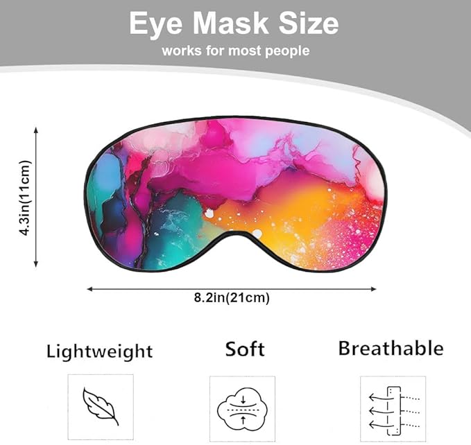 Abstract Marble Silk Eye Mask Sleep Mask Fluid Colorful Painting Artwork Texture Eye Mask with Adjustable Strap Lightweight for Women Work Travel Night Sleep