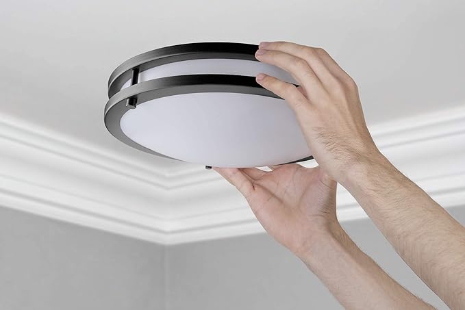 LB72160 LED Flush Mount Ceiling Light, 12 inch, 15W (150W Equivalent) Dimmable 1200lm, 5000K Daylight, Oil Rubbed Bronze Round Lighting Fixture for Kitchen,Hallway,Bathroom,Stairwell