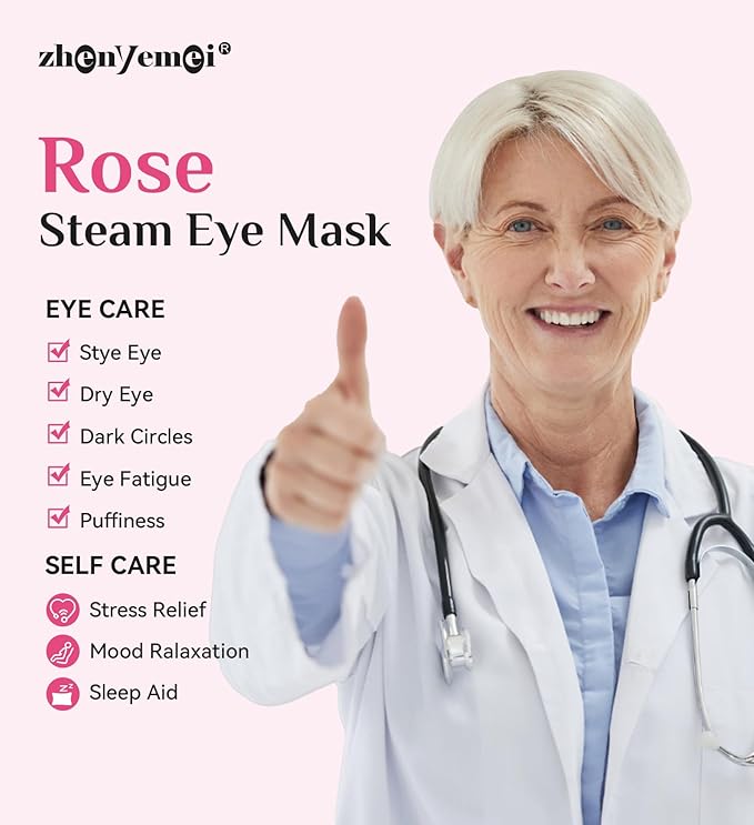 18 Packs Rose Heated Eye Mask - Heating Eye Mask Warm Compress for Dry Eyes Puffiness Dark Circles Sleep Stye Irritation Stress Relief Self Care Wellness Spa Relaxation Gift for Women