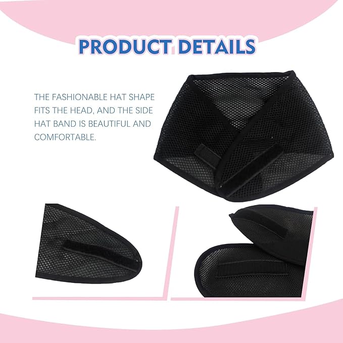 2Pcs black and red Mesh Hair Wraps, Thicker Soft Head Wraps for Women, Adjustable Stretchable Wrap Cap for Women Long Short Hair, Non-slip Washable Mesh Hairs for Makeup Washing Sleeping Spa