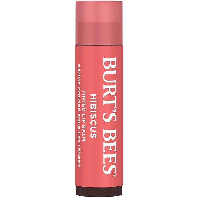 Burt's Bees Lip Tint Balm, Mothers Day Gifts, with Long Lasting 2 in 1 Duo Tinted Balm Formula, Color Infused with Deeply Hydrating Shea Butter for a Natural Buildable Finish, Soft Hibiscus (2-Pack)