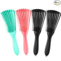 Hair Brush for Afro American/African Textured 3a to 4c Hair, Detangling Brush for Women's Knots, Wet/Dry/Oil/Thick/Long Hair, 4 pcs (Black+3 pcs)