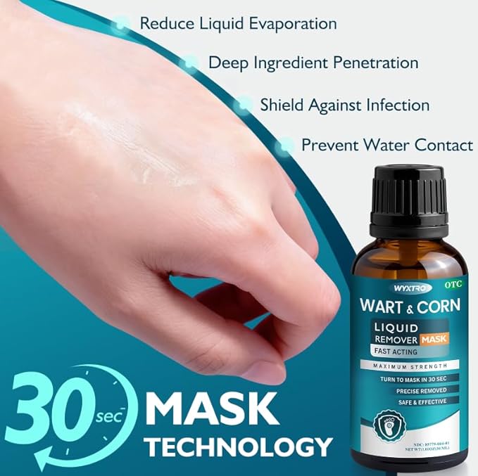 Wart Remover Freeze Off, Wart Corn Removers for Toes, 17% Salicylic Acid Fast-Acting Wart Removal Liquid with Soothing Botanicals for Plantar Wart, Common Wart, Flat Wart, Corn, Callus - 30ML