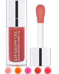 Plumping Lip Glow Oil,Hydrating Tinted Lip Oil Gloss,Glow Reviver Lip Oil,Long Lasting Moisturizing Clear Lip Plumper Oil Tint for Lip Care Dry Lip,Christmas Makeup Gift for Women (#012 Rosewood)