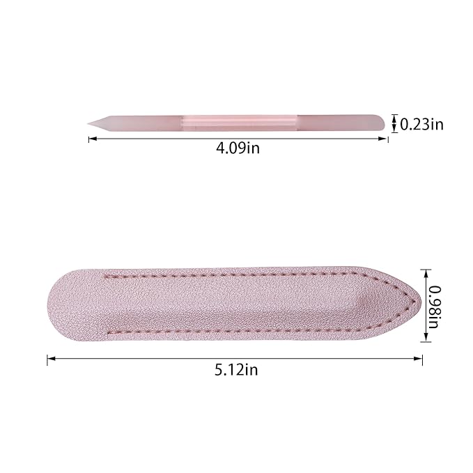 2 Pcs Transparent Pink Glass Cuticle Pusher Tool with Pink Leather Case, Sassy Tip Cuticle Pusher Pen for Precision Filing Nail Salons Home