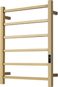 Heated Towel Racks for Bathroom, Wall Mounted Electric Towel Warmer Racks with Timer & Temperature Control, Stainless Steel Towel Heater for Bathroom (Square-Brushed Gold 6 Bars)