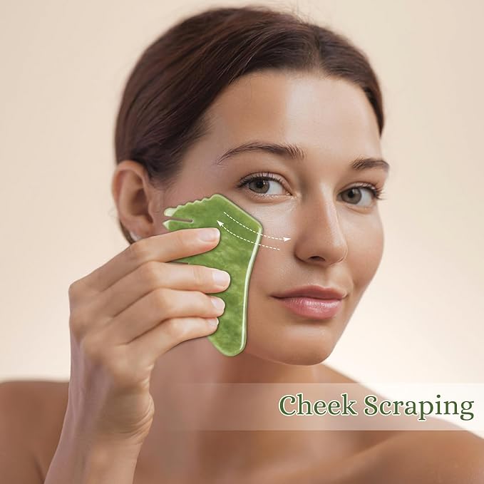 Scalp Massage Comb, Scalp Massager for Hair Growth, Head Scratcher for Itchy Scalp, Face and Body Gua Sha Tool, Meridian Brush, Natural Jade Stone