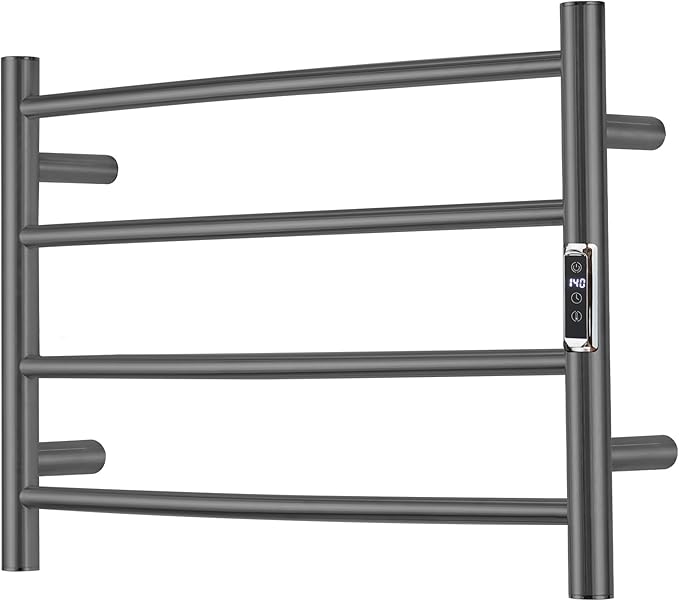 Heated Towel Racks for Bathroom, Wall Mounted Electric Towel Warmer Racks with Timer & Temperature Control, 4 Bar Stainless Steel Towel Heater for Bathroom,Plug-in,Gunmetal Grey