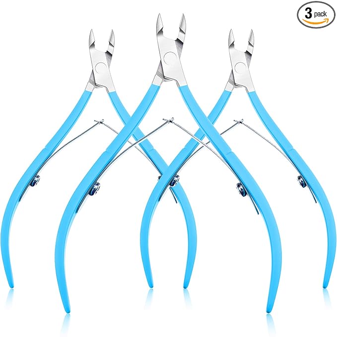 Mudder 3 Pack Blue Cuticle Trimmer Nippers Cutter Tool Stainless Steel Nail Cuticle Scissors Remover with Pointed Blade Scissors Pedicure Manicure Tool for Fingernails and Toenails Nails Care