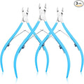 Mudder 3 Pack Blue Cuticle Trimmer Nippers Cutter Tool Stainless Steel Nail Cuticle Scissors Remover with Pointed Blade Scissors Pedicure Manicure Tool for Fingernails and Toenails Nails Care