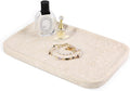 Karibiber Natural Marble Vanity Tray, 11.8" Marble/Stone Bathroom Tray Countertop, Beige Tray for Decor, Perfume Jewelry Holder, Storage/Organizer for Kitchen Sink
