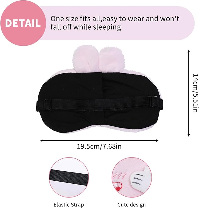 PERFECTSIGHT Sleep Eye Masks, Cute Bunny Sleep Eye Cover Lightweight Adjustable Eyeshade Mask Cover for Women KDS Sleep Travel Nap, Hide and Seek