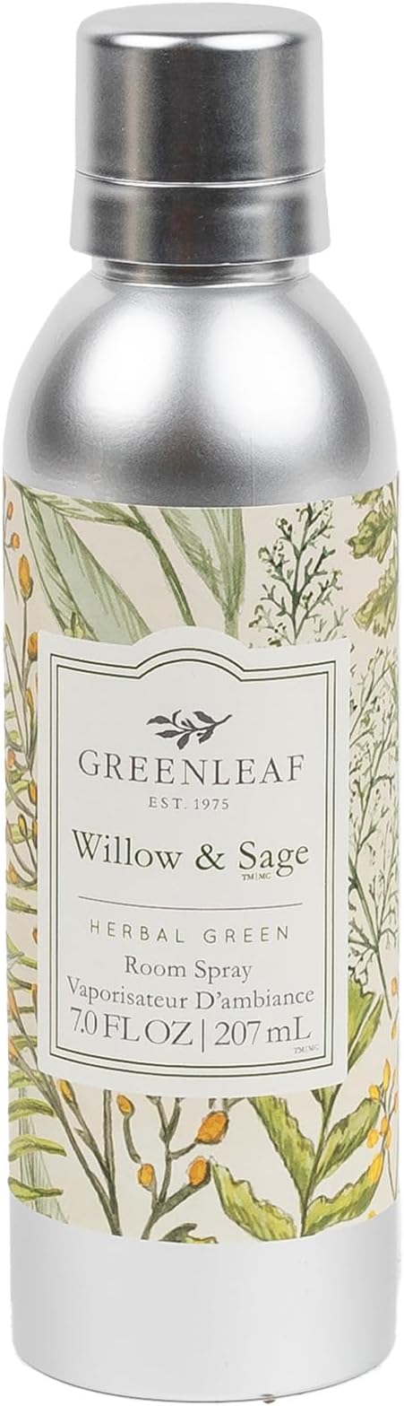 Greenleaf Gifts Willow & Sage Scented Room Air Freshener Spray | Non-Aerosol 7 oz Spray | Floral Scented Air Freshener for Home | Home Fragrance for Bedroom & Bathroom