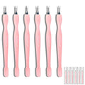 6Pcs 2-in-1 Cuticle Fork with Pusher, Dual-end Cuticle Remover Nail Pusher Cuticle Trimmer, Gentle Plastic Nail Cuticle Care Tool, At-Home Mani Essential, Pink