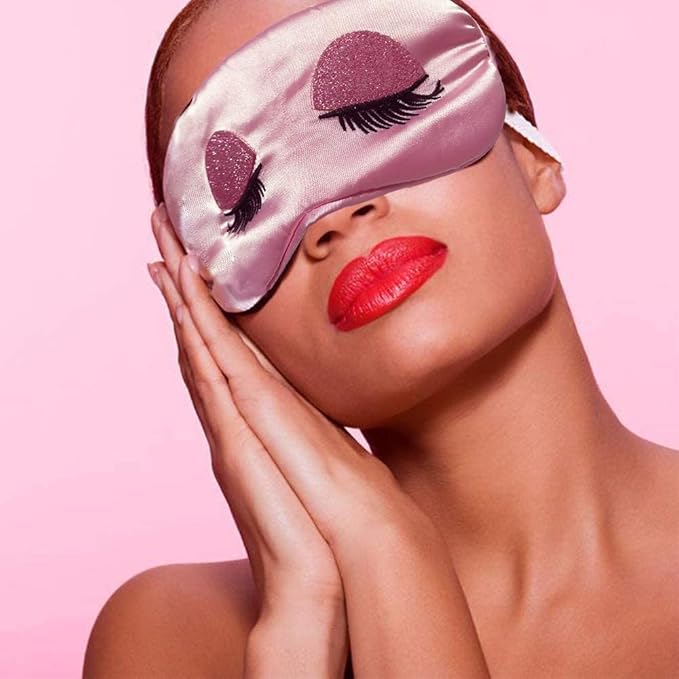 Sleep Mask, Ulbemoll Silk Eye Mask Satin Blindfold Smooth Soft Breathable Travel Eye Cover Eyeshade Gifts with Elastic Strap for Women Girls Valentine's & Mother Day- Pink
