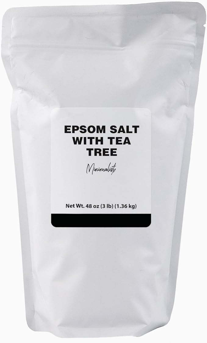 Minimalist Epsom Salt with Tea Tree Oil, Perfect for Scented Baths and Soaks, Packaged for Convenience in a Refillable Bag (48 Ounce)