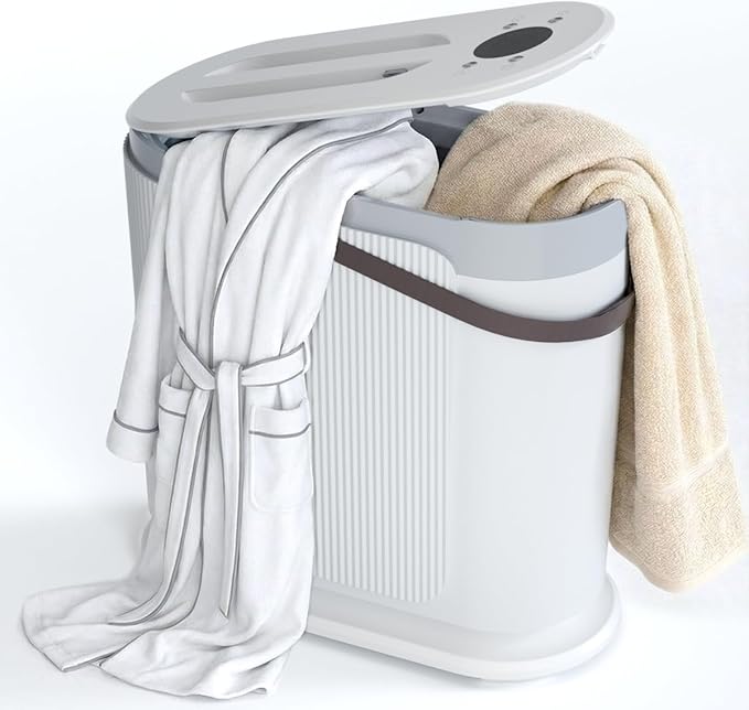 30L Large Towel Warmer, Rapid Dry & Heated 2 in 1 Towel Warmer Bucket for Bathroom, Fits Up to Three 45"X70" Oversized Towels or One Large Blanket, 24-Hour Timer and Auto Shut Off, White