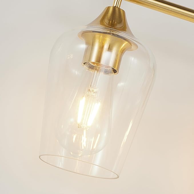 Bathroom Light Fixtures (2-Light, 14 Inch), Brushed Gold Vanity Lights for Bathroom with Clear Wine Glass Glass Shade, Modern Vanity Wall Lights for Mirror Bedroom Living Room Kitchen Hallway Porch