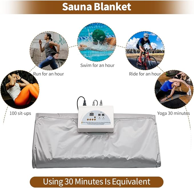 Sauna Blanket,Far Infrared (FIR) Slimming Blanket Professional Therapy Sweat,Portable 2 Zones Heated Mat Body Shaper. Home and Indoor Personal Use. (Large Size)