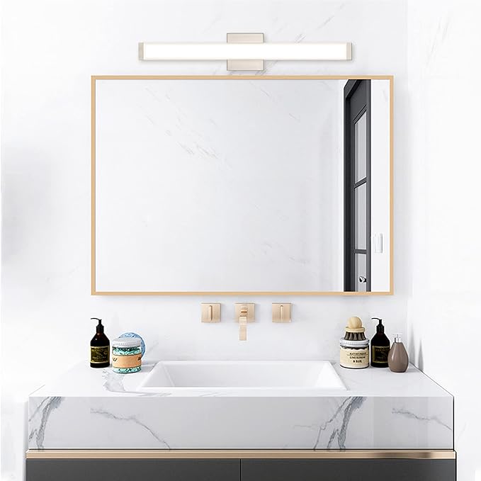 Bathroom Vanity Light Brushed Nickel Square LED 24 inch 14W 4000K Natural White Light Wall Bar Lighting Fixtures Over Mirror (Brushed Nickel, 24 inch 5CCTDimmable)