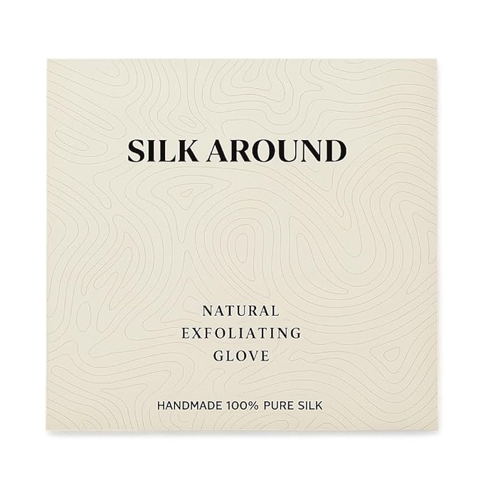SILK AROUND Pure Silk Exfoliating Mitt Gloves for Body Scrub, Skin Massage Peeling Bath Gloves, Hypoallergenic Natural Silk Exfoliating Towel/Body Brush