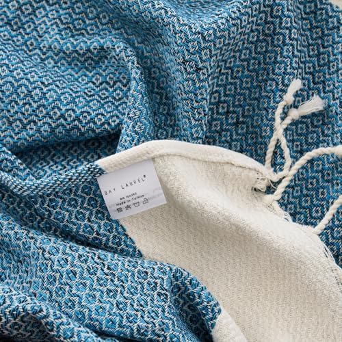 BAY LAUREL Turkish Hand Towel – Pack of 2 | Soft & Absorbent Decorative Towels for Bathroom, Hand, Face, Hair, Gym, Yoga, SPA, Kitchen & Tea | Boho Decor (Turquoise, Diamond 15x26 Inches (Set of 2) - Image 6