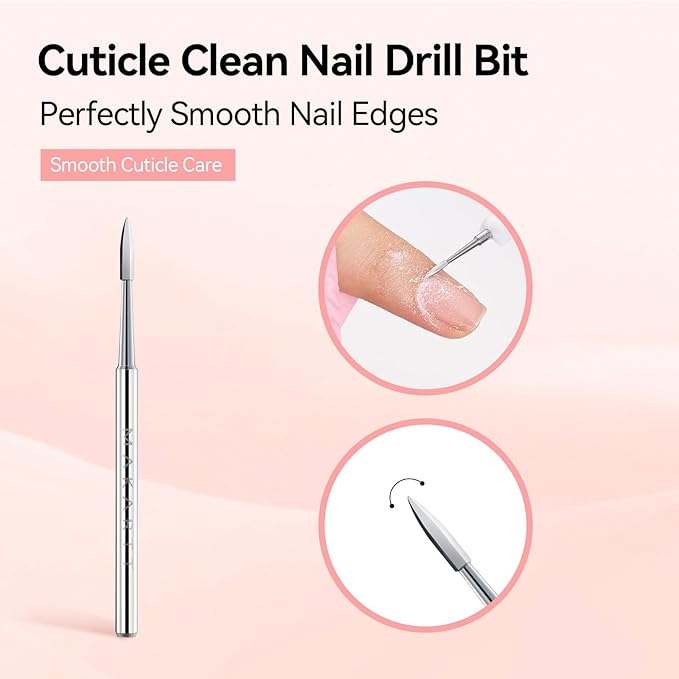Makartt Flame Cuticle Nail Drill Bit - 3/32" Shank Tungsten Carbide Bit for Nail Drill Machine Professional Shape Bit for Cuticle Cleaning, Smooth Gel Nails,Sidewall, Dead Skin & Nail Prep Silver